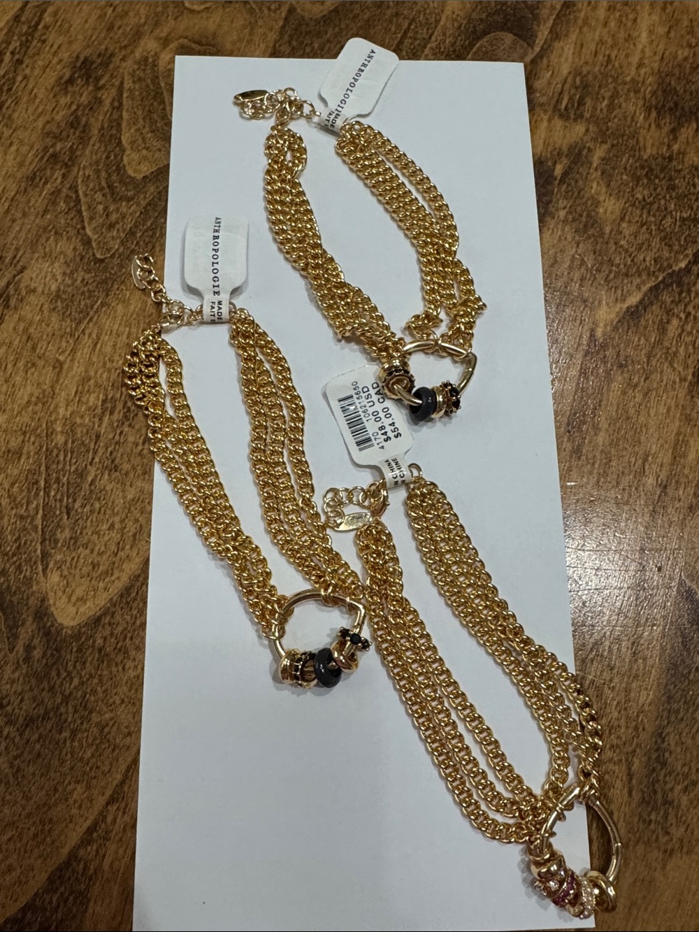 Anthropologie Layered Chain O-Ring Bracelet set of 3